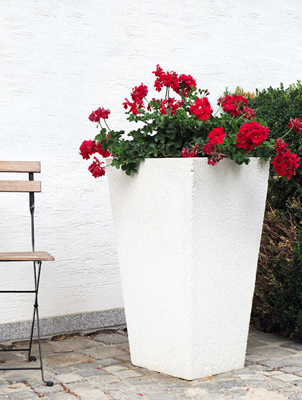 Blumentopf, Pflanzgefäß, Vase, aus Beton, Weiß, BK